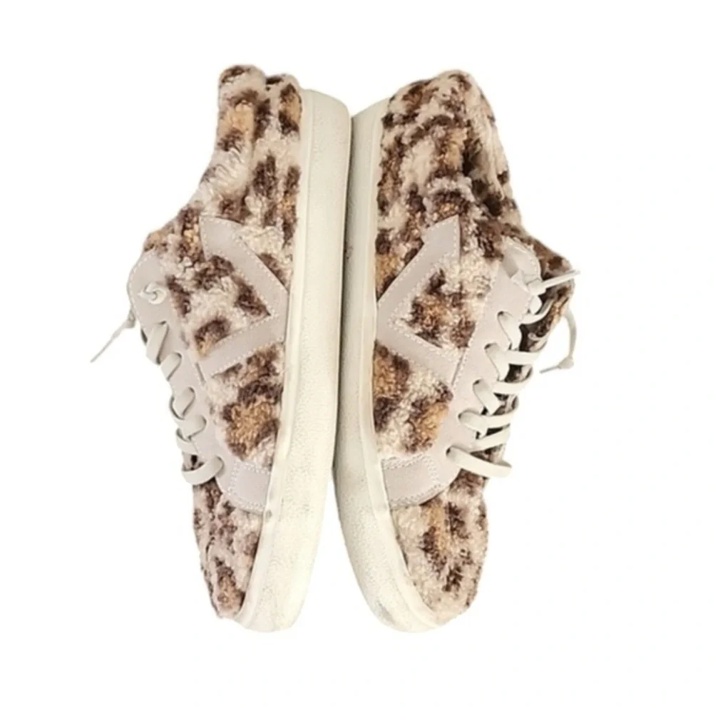 Vintage Havana Snuggle Leopard Fur & Leather Sneaker Slippers 8.5